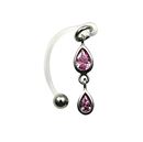 Christina piercing 1.6 x 25mm - růžový kamínek
