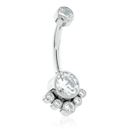 Piercing do pupíku titan 1.6 x 10 - čiré kamínky