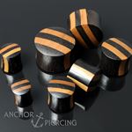 Plug do ucha dřevěný - pruhované plugy