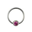 Kroužek ocelový s kamínkem 1.6 x 14mm - kulička 6mm